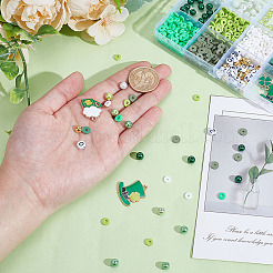 День святого патрика полимерная глина и стеклянные жемчужные бусины и эмалированный сплав подвеска ювелирные наборы для изготовления DIY-HY0002-21