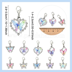 20 шт. 10 стильных подвесных украшений из сплава со стразами&nbsp;HJEW-YW00222