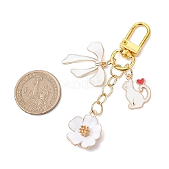 Подвесные украшения из эмалевого сплава с цветами HJEW-JM04294-02