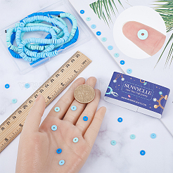 3 нить 3 цвета плоские круглые бусины ручной работы из полимерной глины&nbsp;CLAY-SC0001-68B-02