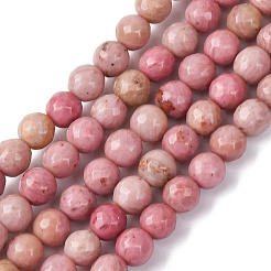 Граненые круглые бусины из натурального родонита&nbsp;G-M289-02-6mm