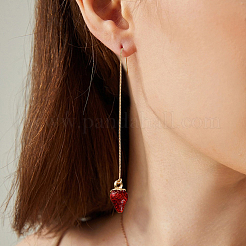 4 пара 2 стилей клипс из сплава в форме клубники и цепочка с кисточками для ушей&nbsp;EJEW-HY0001-10