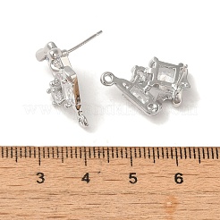 Серьги-гвоздики из латуни с прозрачным фианитом KK-G499-06P