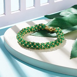 Браслет из стеклянных бусин с латунной магнитной застежкой&nbsp;BJEW-JB07802-02