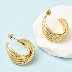 Серьги-гвоздики из нержавеющей стали 201 в форме буквы С&nbsp;EJEW-Z151-08G