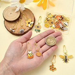 20 шт. эмалированный маркер для застежки-молнии с изображением пчел&nbsp;HJEW-CJ00066