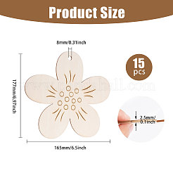 Подвески из необработанных деревянных цветов AJEW-WH0270-733