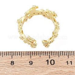 Латунные кольца-манжеты с микропаве и прозрачным цирконием для женщин RJEW-G345-02G