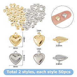 100 шт. 2 цвета 304 нержавеющая сталь подвески в виде пухлого сердца&nbsp;STAS-HS0001-45