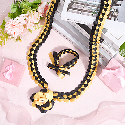 Полиэстеровая лента для почетного выпуска и плетеные браслеты и наборы брошей&nbsp;AJEW-WH20816-001A