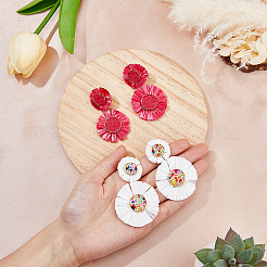 2 пара сережек-гвоздиков в виде цветка из рафии в двух стилях&nbsp;EJEW-FI0003-23