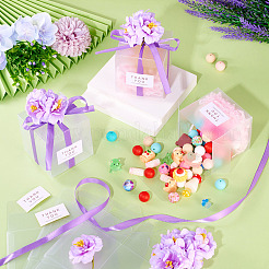 Прозрачные подарочные коробки для упаковки конфет из ПВХ с лентой и искусственным цветком&nbsp;CON-TAC0001-20E