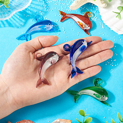 5 шт. 5-х цветные большие подвески ручной работы в технике лэмпворк LAMP-TA0001-68