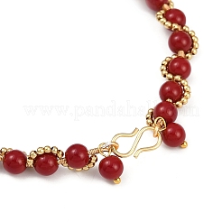 Браслеты из круглых бусин из искусственного нефрита&nbsp;BJEW-JB12050-01