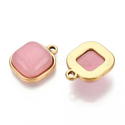 Квадратные подвески из натурального розового кварца STAS-N109-211C-G
