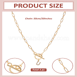 1 шт. цепочка из нержавеющей стали 304 и латунные подвески с буквами из микрофибры и кубическим цирконием&nbsp;NJEW-LP0001-36U-G