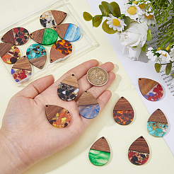 16шт 8 цвета прозрачной смолы и орехового дерева большие подвески&nbsp;RESI-HS0001-01B