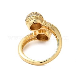 Круглые латунные кольца-манжеты с микропаве из прозрачных кубических цирконий для женщин RJEW-A046-10G