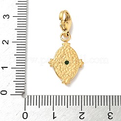 Овальные подвесные украшения из стекла и нержавеющей стали 304 HJEW-D301-01B-G