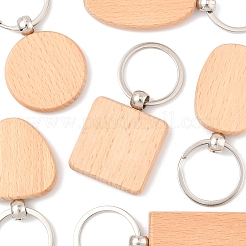 6шт брелок из натурального дерева 6 стиля HJEW-FS0001-03