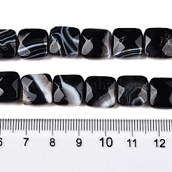 Нити окрашенного натурального черного агата с полосками/полосатого агата G-T138-170
