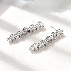 Серьги-гвоздики с кисточками из латуни с микропаве из прозрачных кубических цирконий EJEW-P322-11P