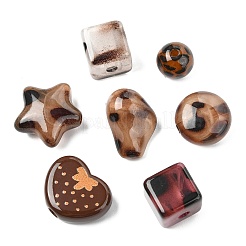 35 шт. 7 стиля непрозрачных акриловых бусин с леопардовым принтом FIND-CJ0004-40