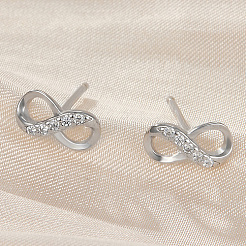 Женские серьги-гвоздики из стерлингового серебра с родиевым покрытием и микропаве из кубического циркония PQ8604-2