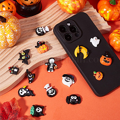 24 шт. 14 стиля Хэллоуин непрозрачные смоляные кабошоны RESI-SC0003-30