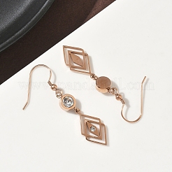 Серьги-подвески в форме ромба из нержавеющей стали 304 EJEW-Z129-12G-03