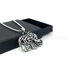 Винтажные полые ожерелья из нержавеющей стали в форме слона для любителей животных YC5457-2