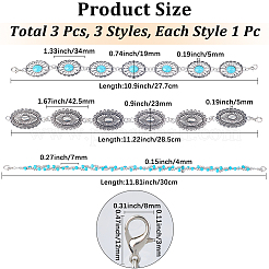 1 набор из 3-х стилей железной шляпной цепочки с застежкой-карабином HJEW-CN0001-31D
