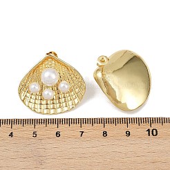 Серьги-гвоздики в форме ракушки из латуни EJEW-S277-06G