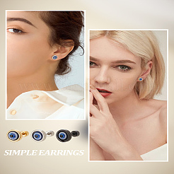 6 шт. 3-х цветные серьги-гвоздики из нержавеющей стали от сглаза для мужчин&nbsp;EJEW-LP0001-68