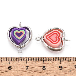 Подвески-соединители из полимерной глины в форме сердца и рамки CCB&nbsp;CLAY-T022-20M-A