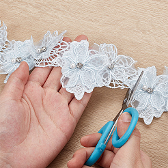 Двухслойные полиэстеровые цветочные кружевные ленты&nbsp;DIY-WH0656-60A