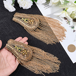 Кисточка из железной цепочки в форме капли с эполетами из стразов&nbsp;AJEW-WH20006-326A-G