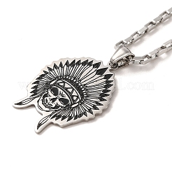 201 ожерелье с подвеской из нержавеющей стали с эмалью NJEW-P293-04P