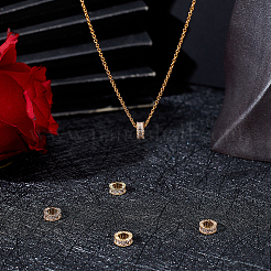 5 шт. латунные европейские бусины с микропаве из кубического циркония ZIRC-BBC0002-50