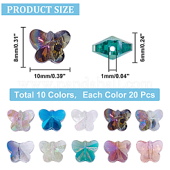 200 шт. 10 стиля гальванических прозрачных стеклянных бусин EGLA-GA0001-15
