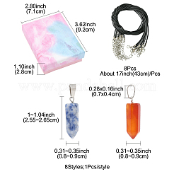 Набор для самостоятельного изготовления ожерелья с подвеской в виде пули из натурального и синтетического драгоценного камня и вощеного шнура DIY-FS0008-45