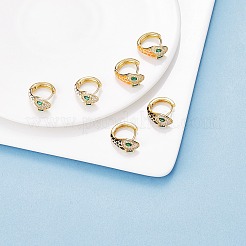 Серьги-кольца со змеей из кубического циркония с эмалью&nbsp;EJEW-SZ0001-87F