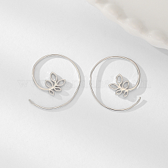 Элегантные серебряные серьги-кольца в форме листа для повседневной носки летом и в качестве подарка UF1536