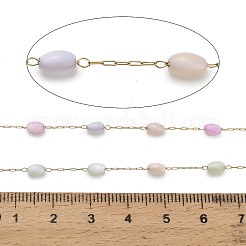 Цепочки из овальных звеньев ручной работы из окрашенных бусин-ракушек из нержавеющей стали 304 CHS-B011-03B-G