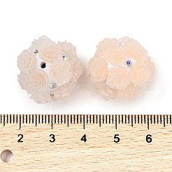 Бусины из светящейся полимерной глины со стразами и рельефной акриловой розой CLAY-H003-08B