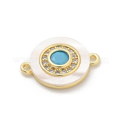 Подвески-коннекторы из латуни с микропаве из прозрачного кубического циркония и ракушки KK-M303-03G-01