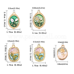 5 шт. 5 стиля подвески для цветочной стойки из сплава с покрытием и эмалью&nbsp;ENAM-FP0001-40