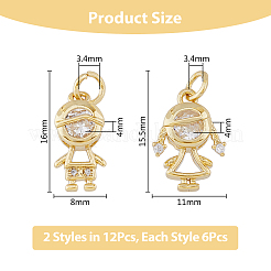 12шт 2 стиля латунные подвески с микропаве и кубическим цирконием KK-DC0003-22