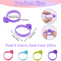 100 шт. 4-х цветные силиконовые кольца для кондитерских мешков AJEW-CN0001-70