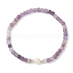 Браслеты из натуральных кубических бусин аметиста для женщин&nbsp;BJEW-JB13179-01